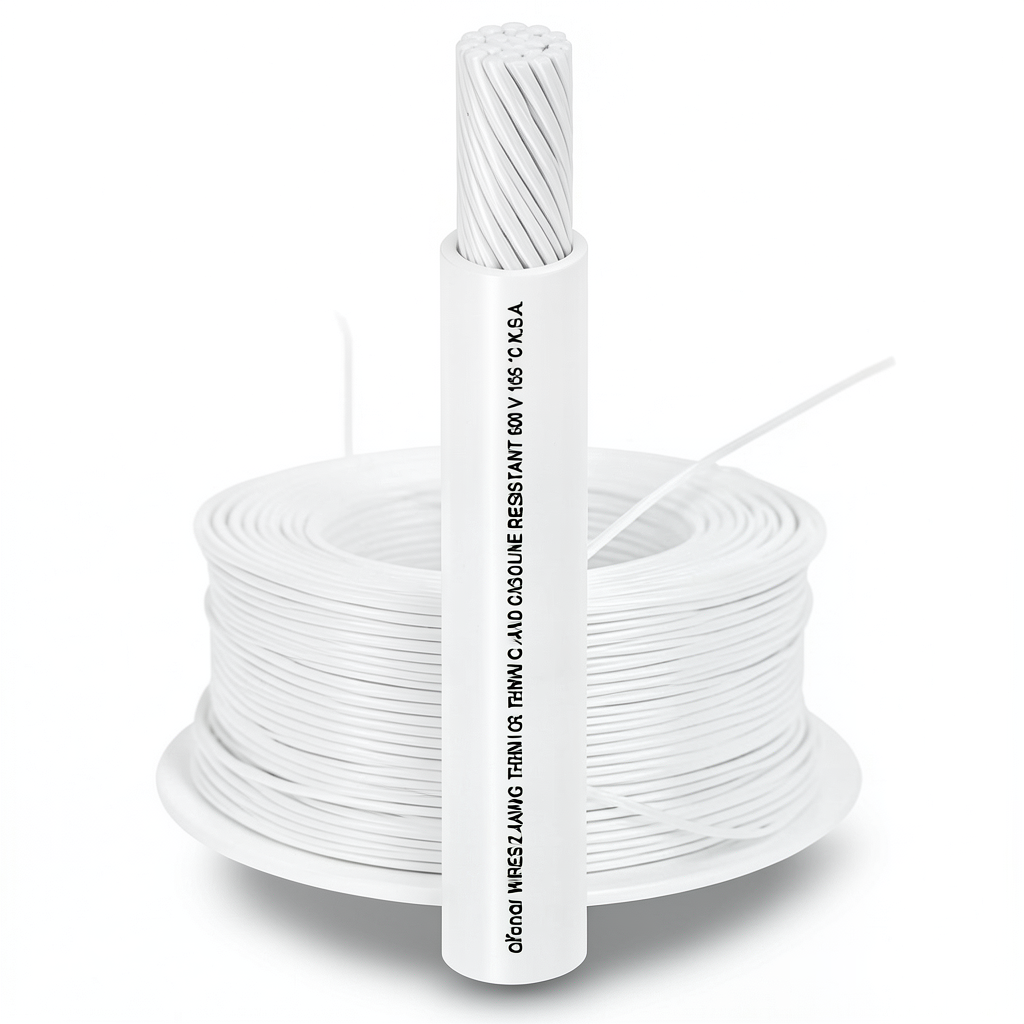 سلك كهرباء AWM نحاس مجدول 16 AWG، 600 فولت معزول PVC، أبيض، 2500 قدم | شركة الفنار