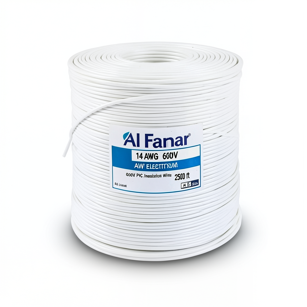 14 AWG Stranded Copper AWM Electric Wire 600V PVC Insulation White 2500 ft | Al Fanar