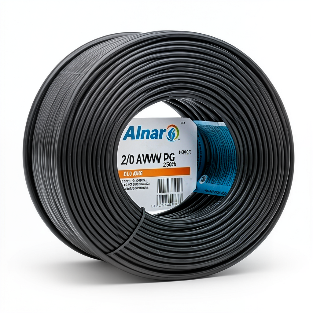 سلك AWM نحاس مجدول 2/0 AWG جهد 600 فولت عزل PVC اسود طول 2500 قدم | شركة الفنار