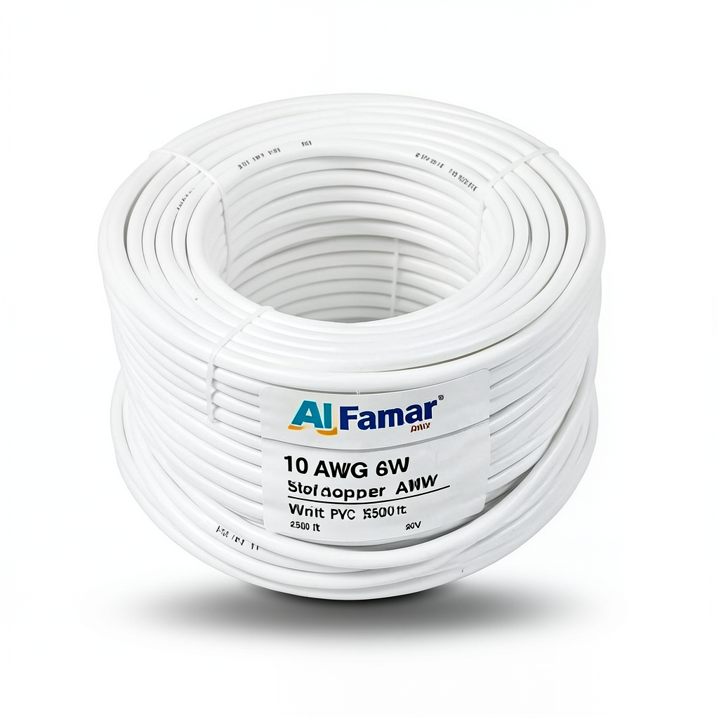 10 AWG Stranded Copper AWM Wire, 600 Volts, PVC Insulation, White, 2500 ft | Al Fanar