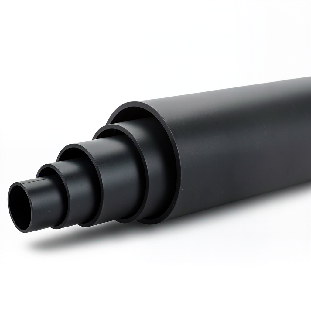 HDPE Plastic Pipe Pressure 10 Bar PE 80 Size 280 mm SDR 13.6 Black