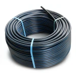 لفة أنابيب بلاستيك HDPE ضغط 4 بار PE 80 قطر خارجي 160 مم SDR 41 أسود مع خطوط زرقاء