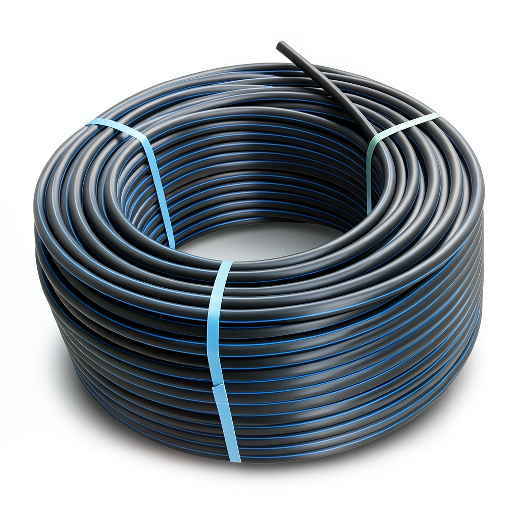 لفة أنابيب بلاستيك HDPE ضغط 4 بار PE 80 قطر خارجي 160 مم SDR 41 أسود مع خطوط زرقاء