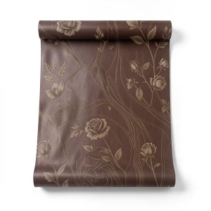 Italian Wallpaper Floral Design Brown Color, Size 10mx0.73m, Model 125010