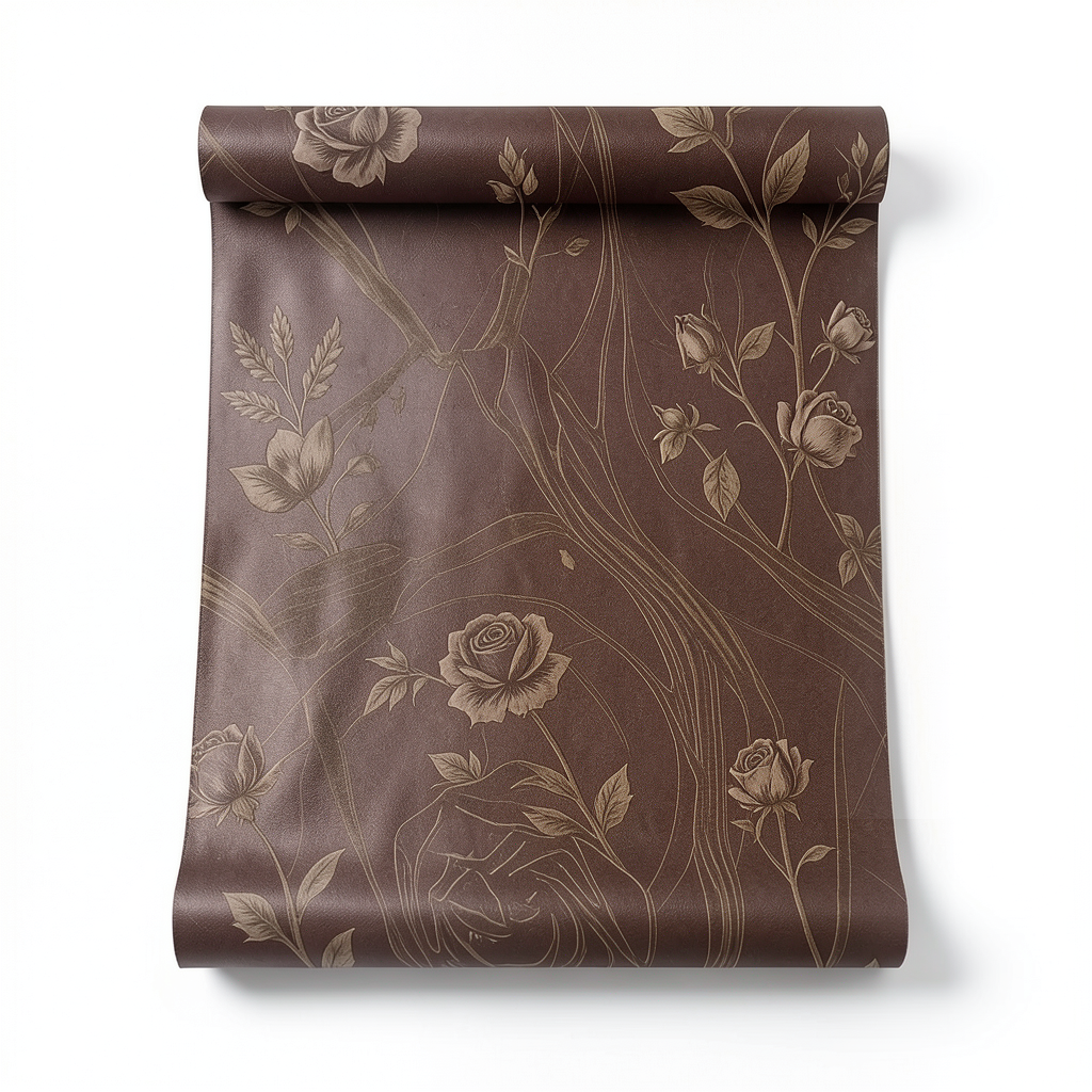 Italian Wallpaper Floral Design Brown Color, Size 10mx0.73m, Model 125010
