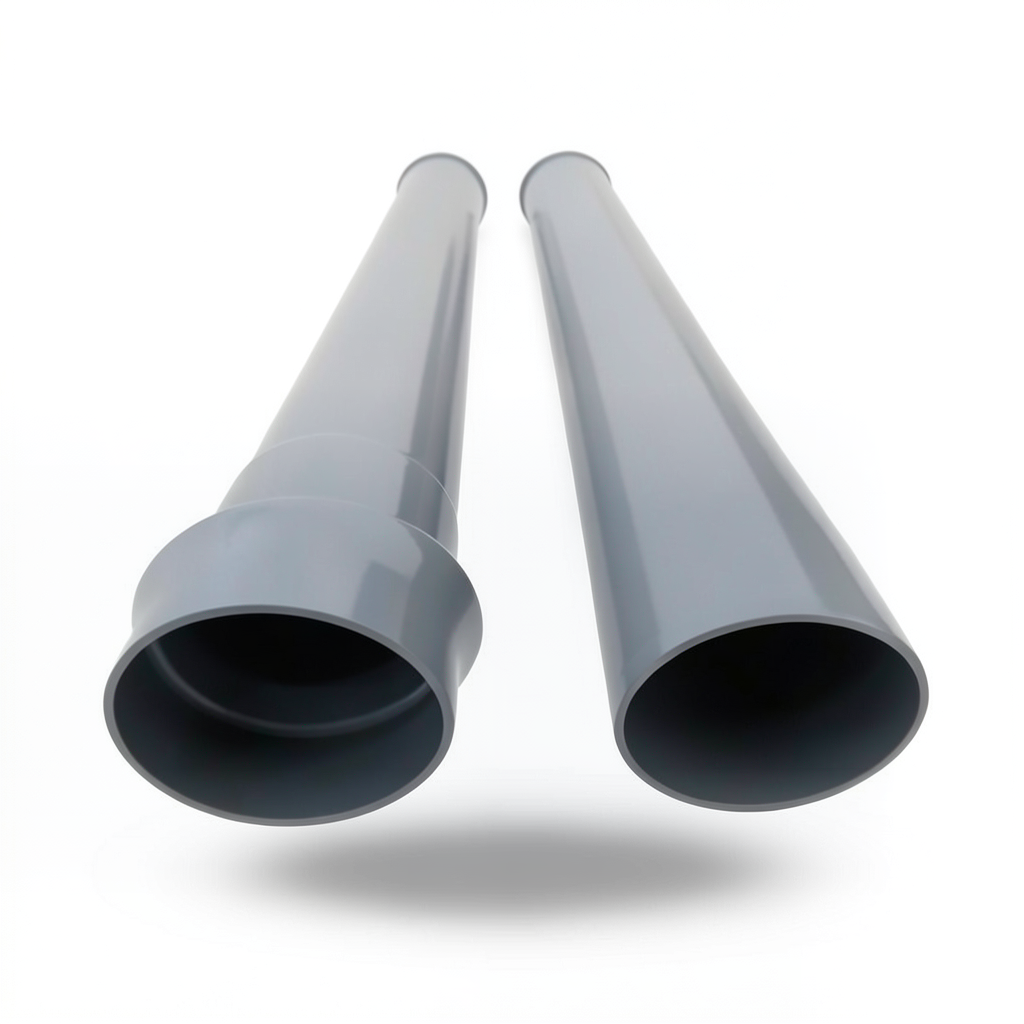 UPVC Sewer Pipe Size 200 mm Thickness 4.5 mm Gray