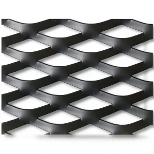 Hot Rolled Steel Expanded Metal Mesh Thickness 3.8 mm Width 2.44 m Length 1 m, Black