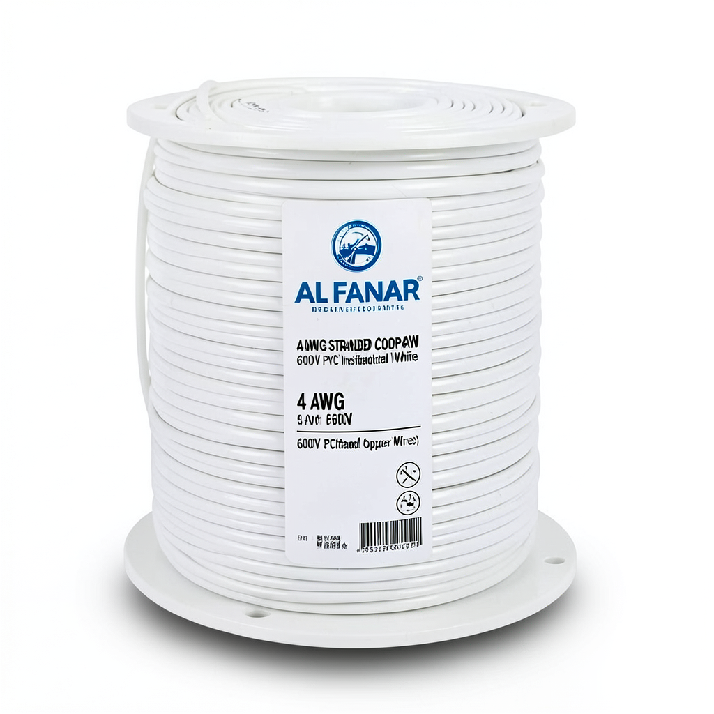 4 AWG Stranded Copper AWM Electrical Wire 600V PVC Insulated White 2500ft | Al Fanar