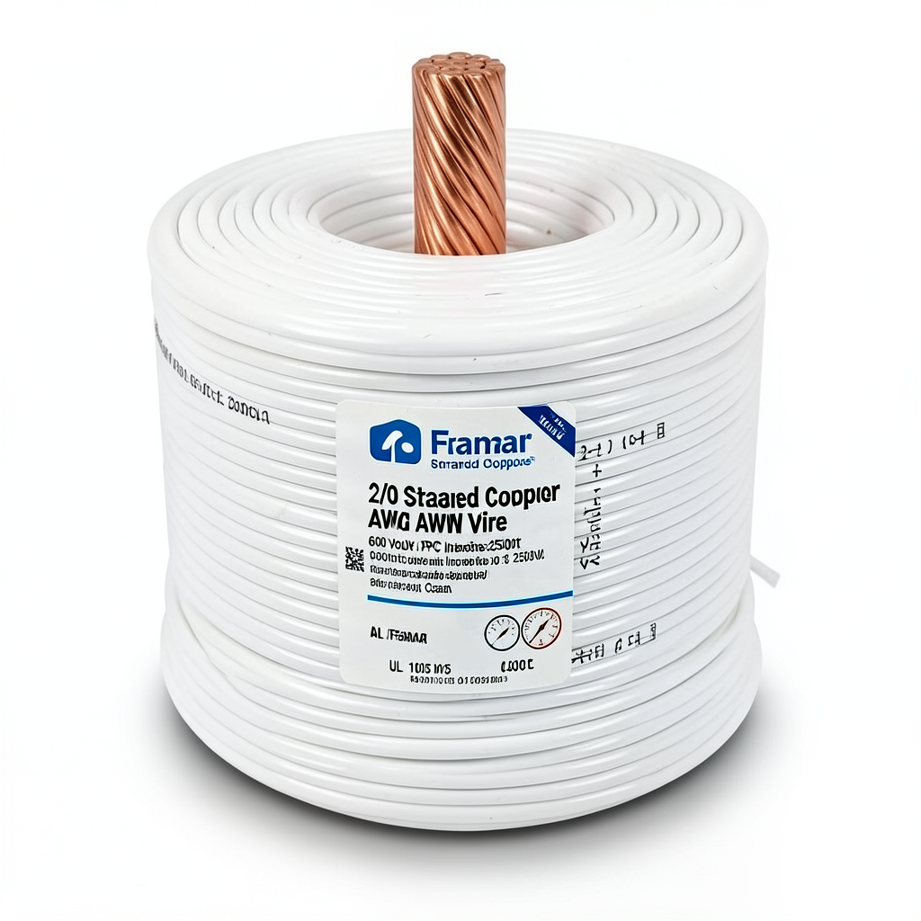 2/0 AWG Stranded Copper AWM Wire 600 Volts PVC Insulation White 2500ft | Al Fanar