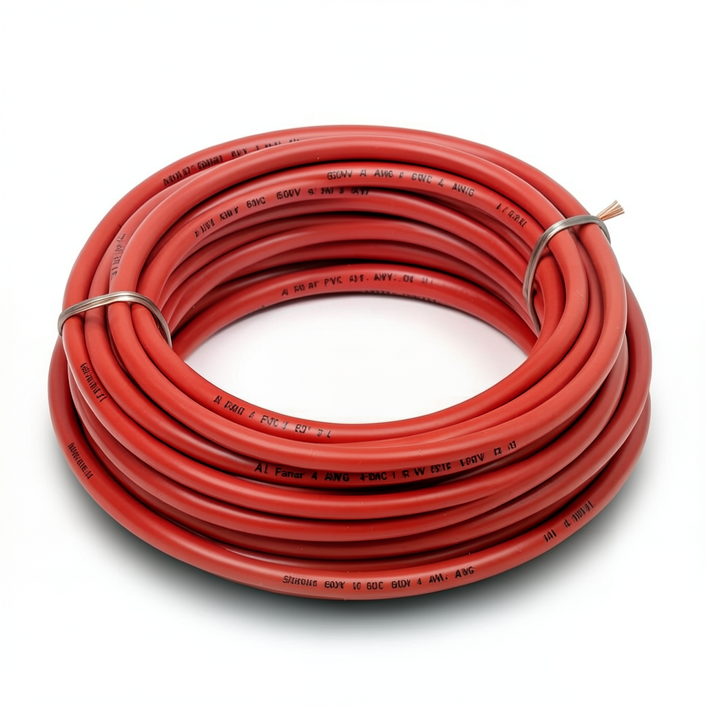 سلك كهرباء مفرد AWM نحاس مجدول 600 فولت 4 AWG عزل PVC احمر 500 قدم | شركة الفنار