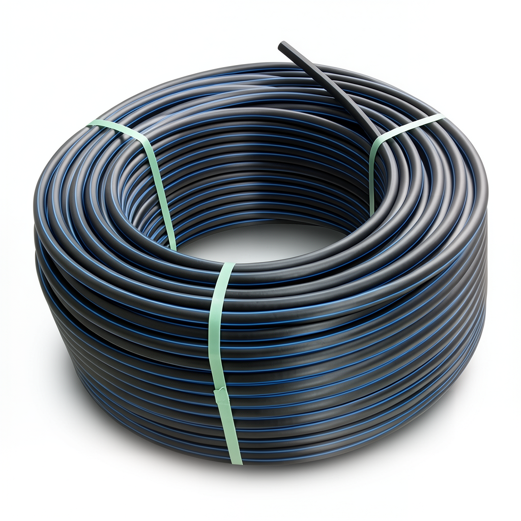 لفة أنابيب بلاستيك HDPE ضغط 4 بار PE 80 قطر خارجي 160 مم SDR 41 أسود مع خطوط زرقاء