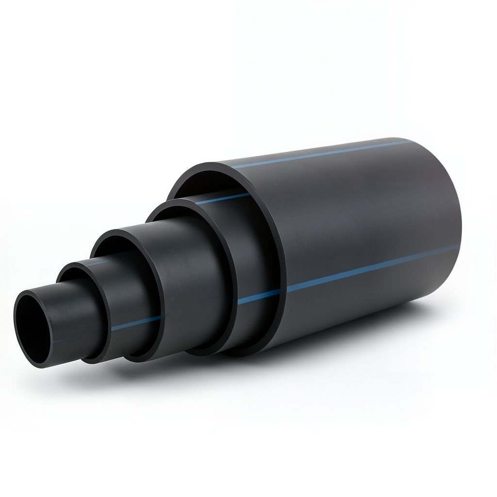 مواسير HDPE ضغط 10 بار PE 80 قطر 560 مم SDR 13.6 لون أسود