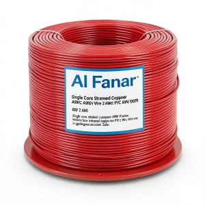 سلك كهرباء مفرد AWM نحاس مجدول 600 فولت 2 AWG عزل PVC احمر 500 قدم | شركة الفنار