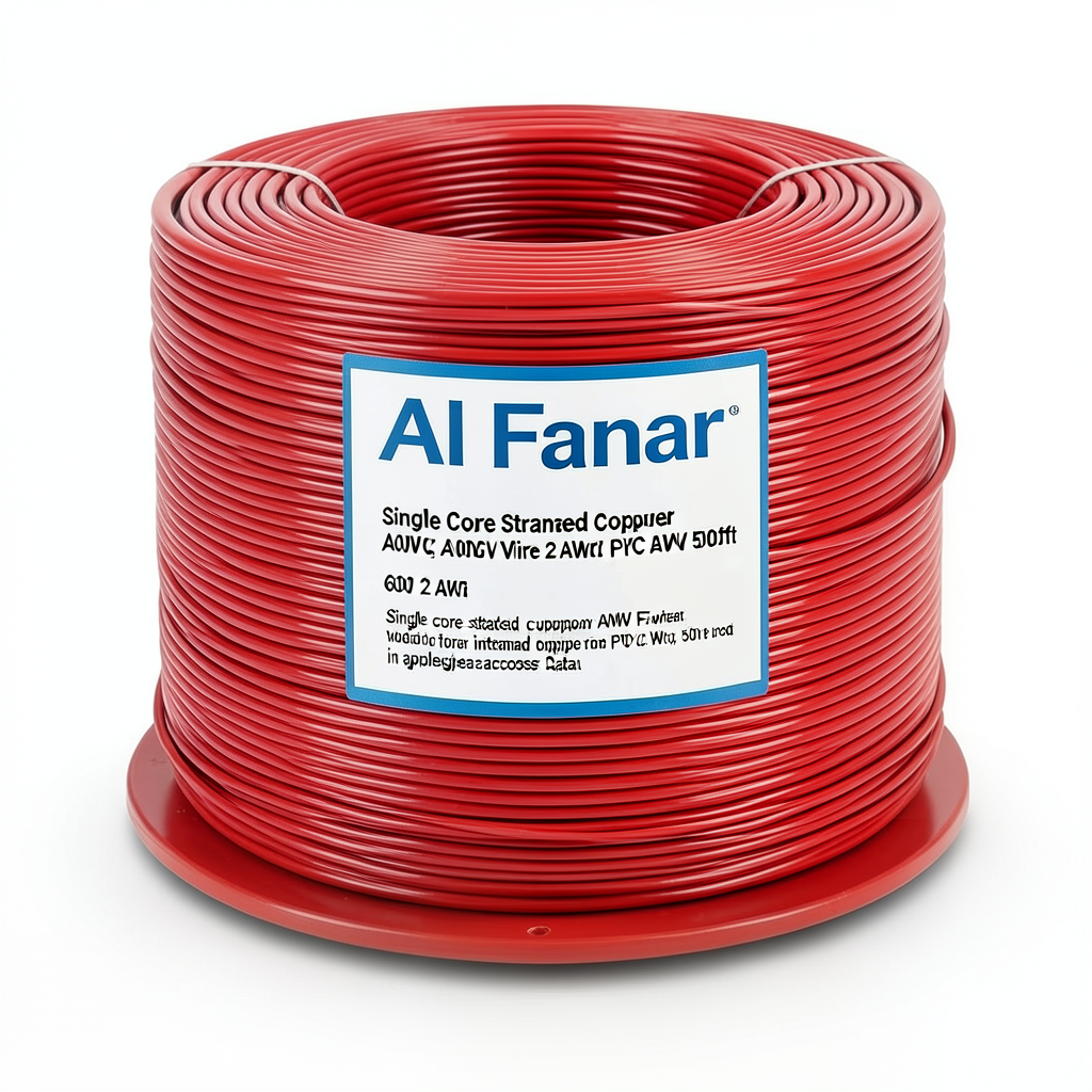 Single Core Stranded Copper AWM Electric Wire 600V 2 AWG PVC Red 500ft | Al Fanar