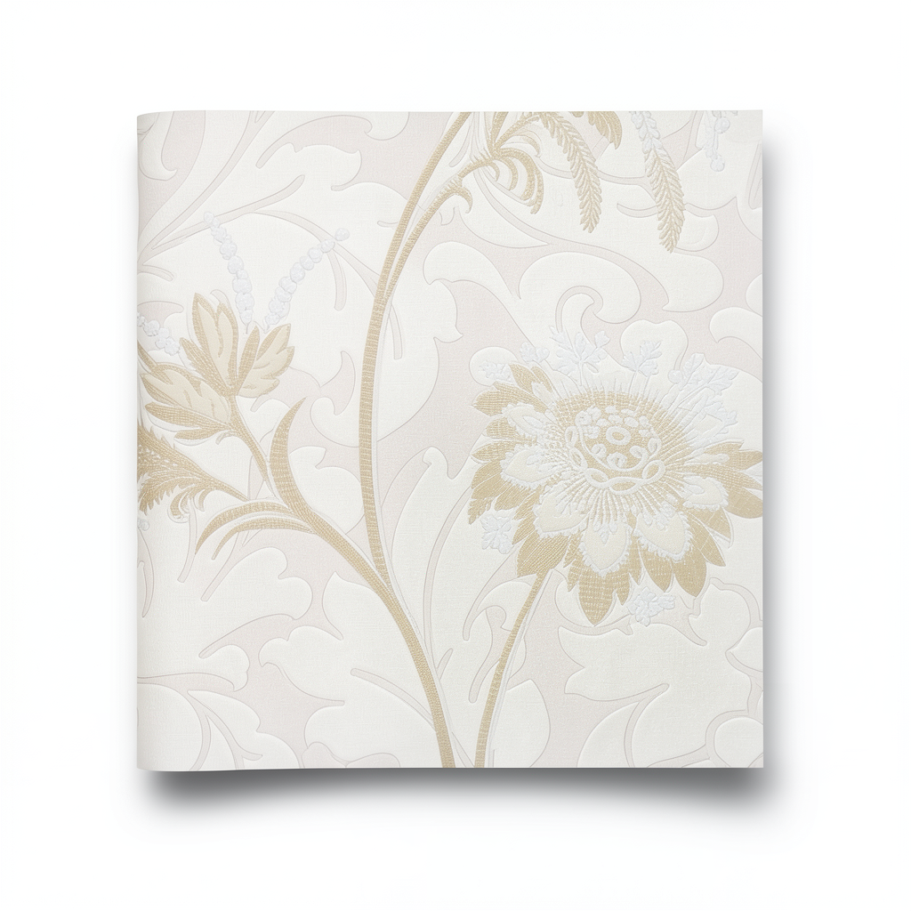Italian Wallpaper Floral Design 10m x 0.73m Pale Beige, Model 4963