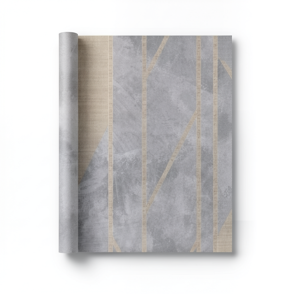 Italian Wall Covering 10m x 0.73m Gray with Beige, Model 44814