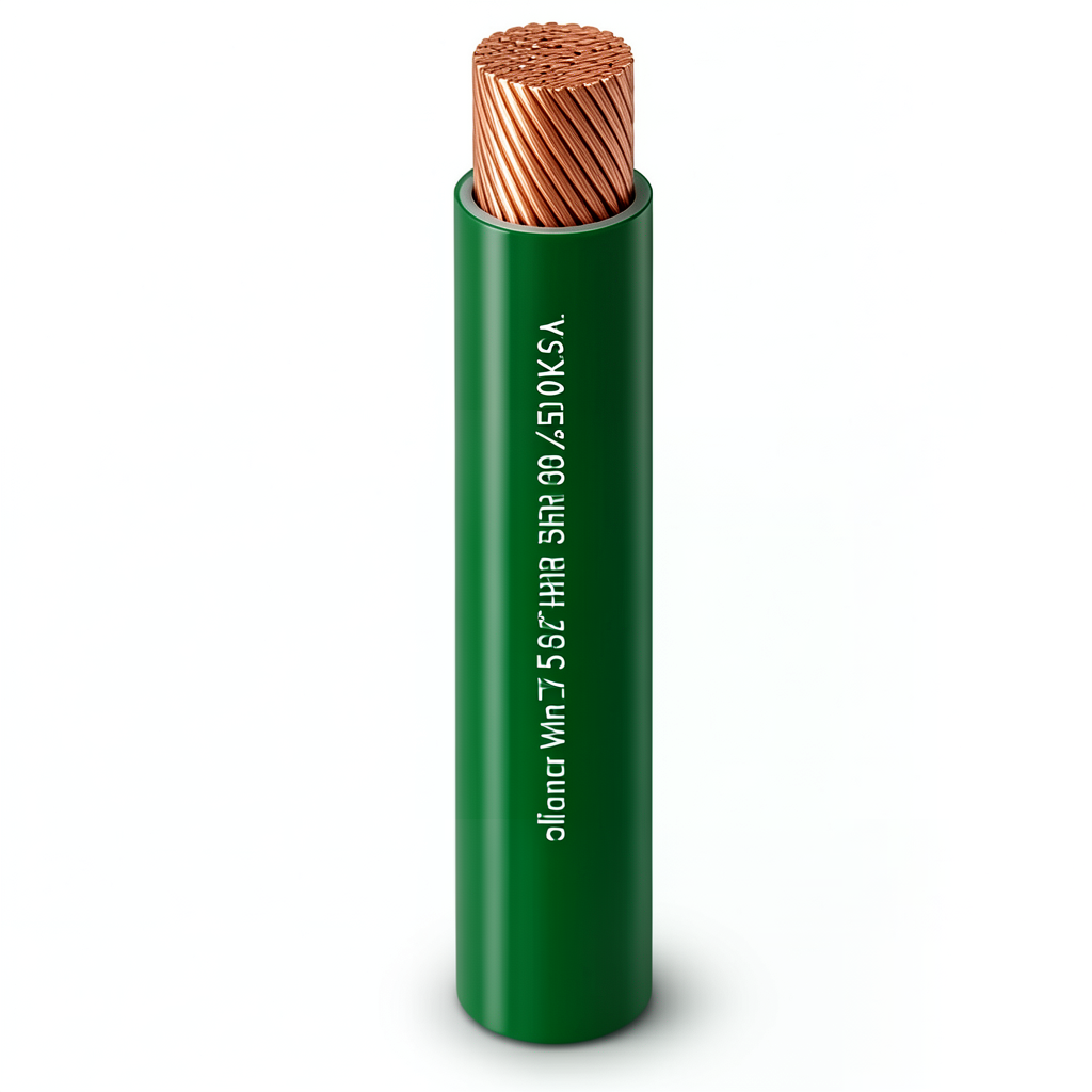 لفة سلك مفرد نحاس مرن عزل PVC، مقاس 35 mm²، 450/750 فولت، لون أخضر | شركة الفنار