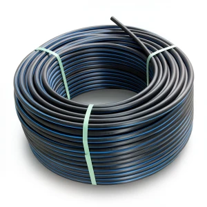 لفة أنابيب HDPE ضغط 4 بار PE 80 قطر خارجي 50 مم SDR 33 أسود مع خط أزرق