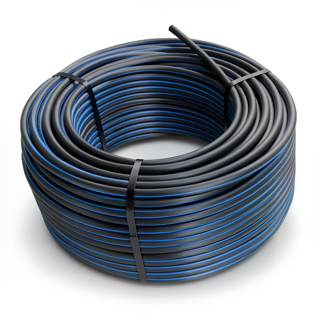 لفة أنابيب بلاستيك HDPE ضغط 4 بار PE 80 قطر خارجي 160 مم SDR 33 أسود مع خط أزرق