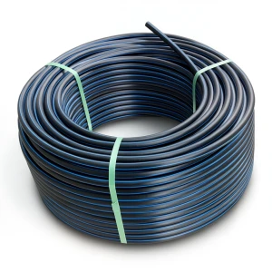 HDPE Plastic Coil Pipe PN 6 Bar PE 80 OD 40 mm SDR 22 Black with Blue Stripes