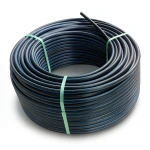 لفة أنابيب بلاستيك HDPE ضغط 6 بار PE 80 قطر خارجي 63 مم SDR 22 أسود مع خطوط زرقاء