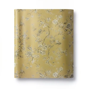 Italian Wallpaper Floral Design Gold Color, Size 10mx1.06m, Model RC19042