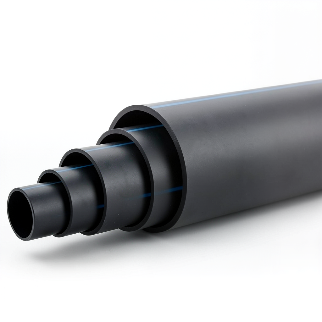 مواسير HDPE ضغط 6 بار PE 80 قطر خارجي 180 مم SDR 22 لون أسود