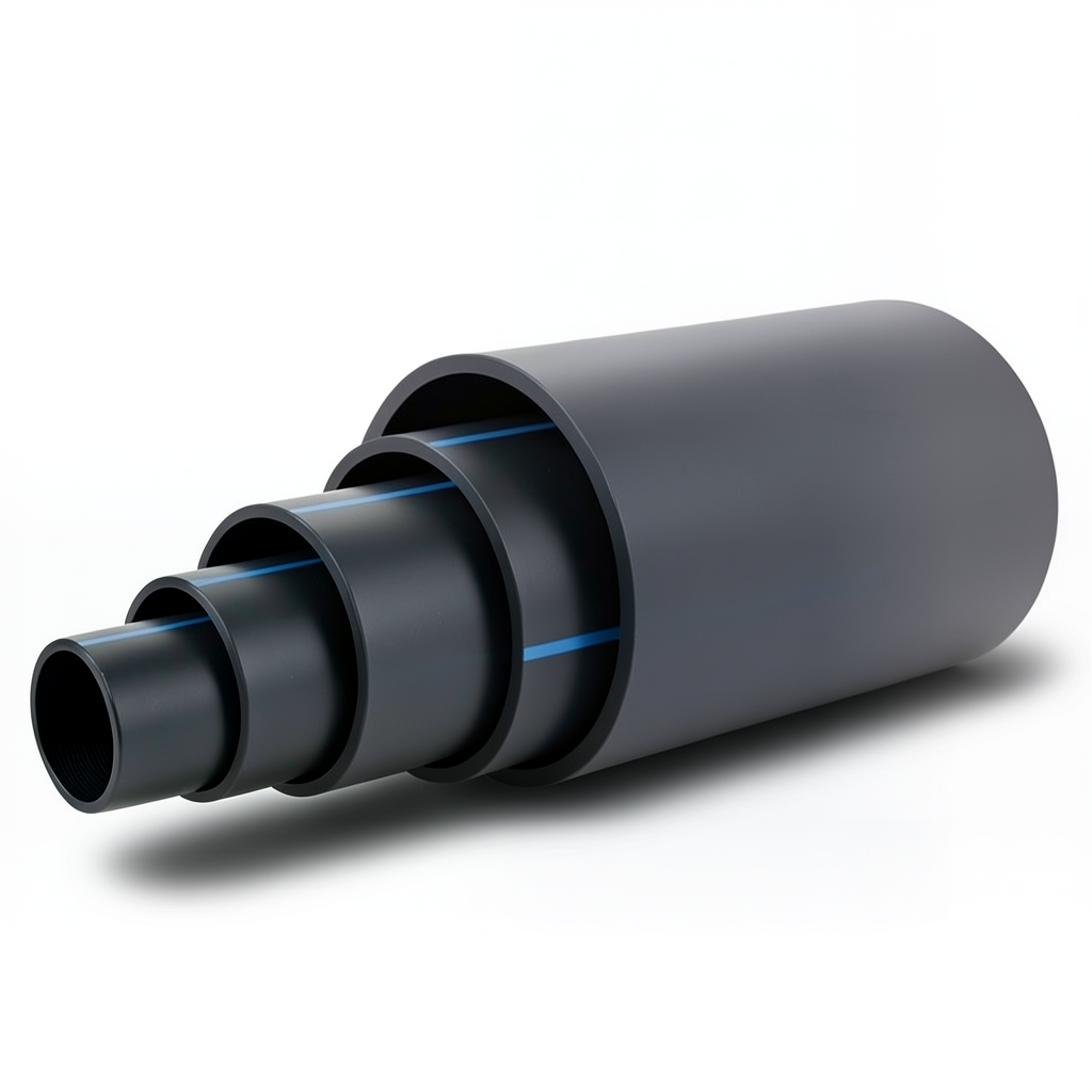 HDPE Pipe Nominal Pressure 6 Bar PE 80 OD 200 mm SDR 22 Black