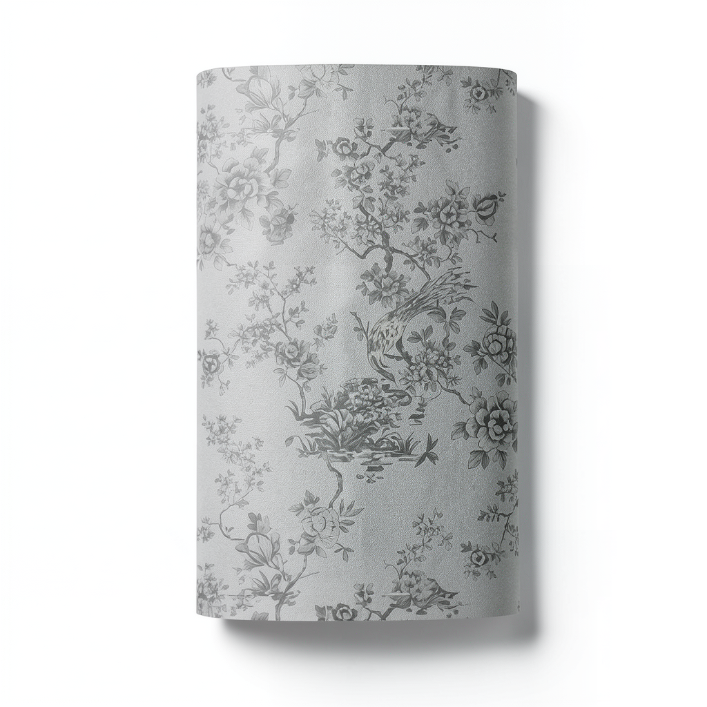 Italian Wallpaper Floral Design Size 10mx1.06m Gray Color