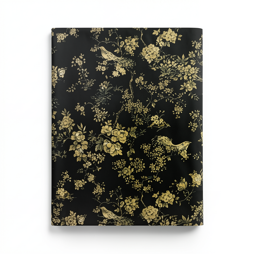 Italian Wallpaper Black Color Floral Design, Size 10m x 1.06m, Model RC19043