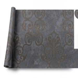 Italian Wallpaper Dark Grey 10m x 0.73m Classic Design