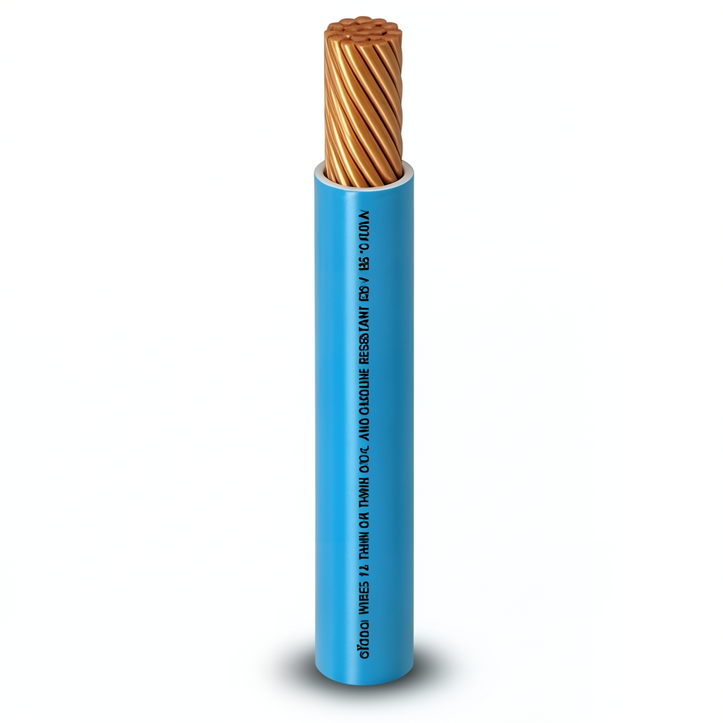 Single Core Stranded Copper AWM Wire 600V 4 AWG PVC Insulated Blue 500ft | Al Fanar