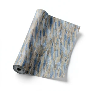 Italian Wallpaper Blue With Brown Geometric Design, Size 10m x 1.06m, Model RC19070