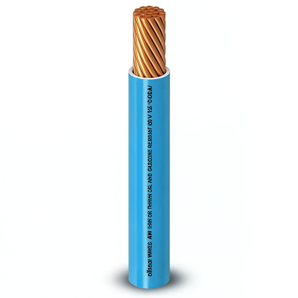 سلك مفرد AWM نحاس مجدول 600 فولت 2 AWG عزل PVC أزرق 500 قدم | شركة الفنار