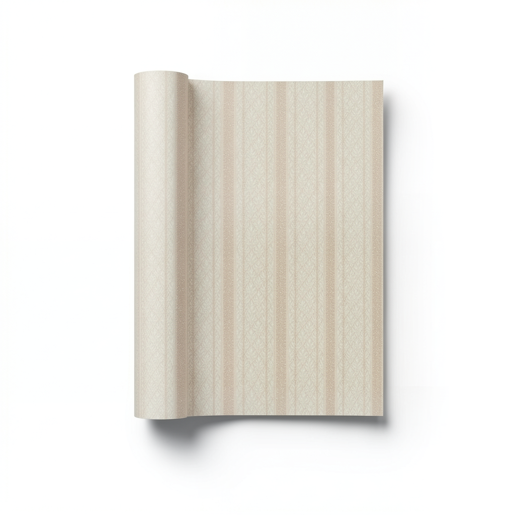Striped Wall Covering Beige Color, 10m Length x 0.73m Width, Model 3939