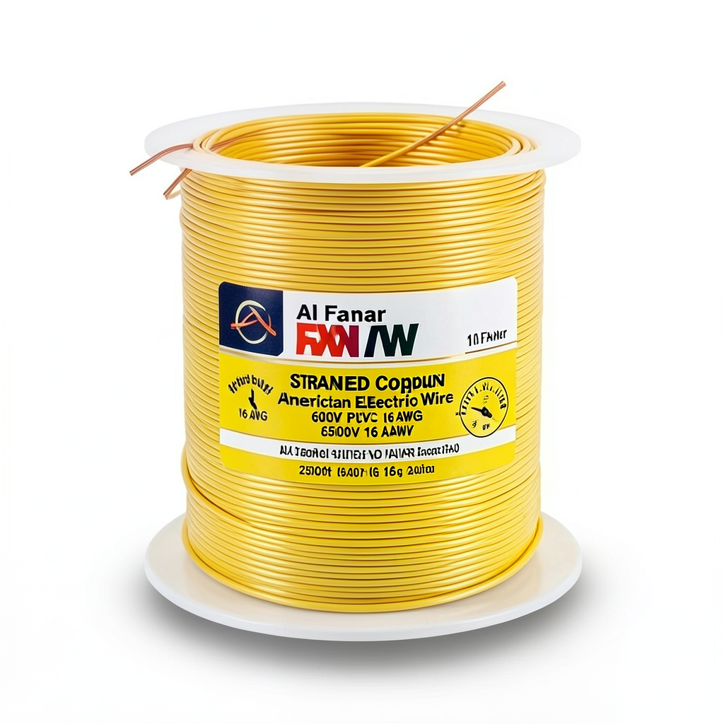 Stranded Copper AWM American Electric Wire 600V 16 AWG PVC Insulated Yellow 2500ft | Al Fanar