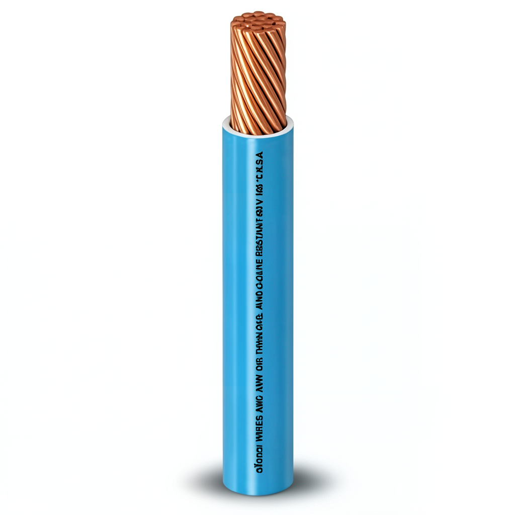 Single Core Stranded Copper AWM Wire 600V 4 AWG PVC Insulated Blue 500ft | Al Fanar