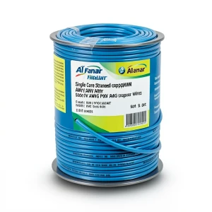 سلك مفرد AWM نحاس مجدول 600 فولت 2 AWG عزل PVC أزرق 500 قدم | شركة الفنار