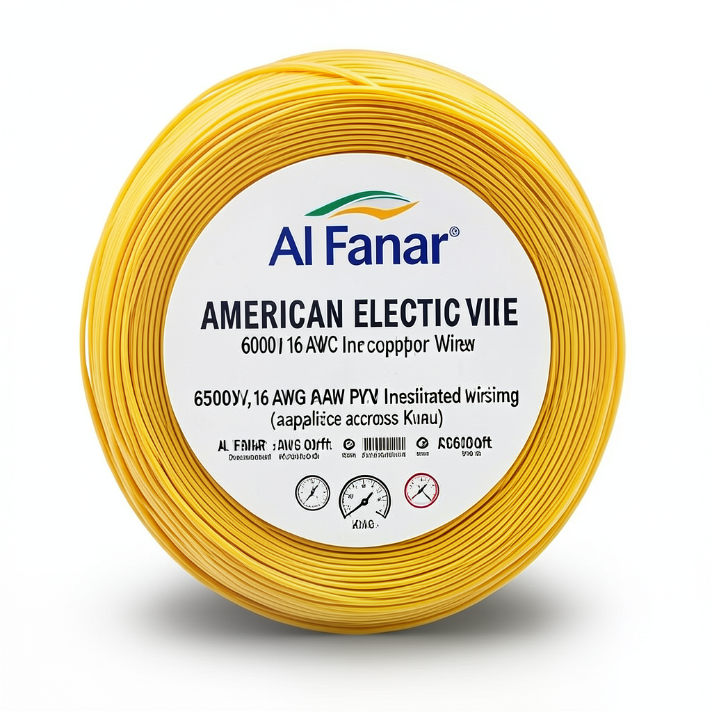 سلك كهرباء امريكي AWM نحاس مجدول 600 فولت 16 AWG عزل PVC لون أصفر 2500 قدم | شركة الفنار