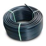 HDPE Plastic Coil Pipe PN 6 Bar PE 80 63 mm SDR 22 Black with Blue Stripes