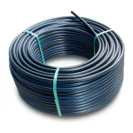 HDPE Plastic Coil Pipe PN 6 Bar PE 80 OD 75 mm SDR 22 Black with Blue Stripes