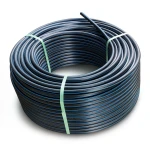 HDPE Plastic Coil Pipe Nominal Pressure 6 Bar PE 80 90 mm SDR 22 Black with Blue Stripes