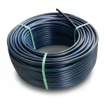 HDPE Plastic Coil Pipe PN 6 Bar PE 80 OD 140 mm SDR 22 Black with Blue Stripes