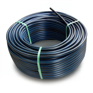 لفة أنابيب بلاستيك HDPE ضغط 6 بار PE 80 قطر خارجي 140 مم SDR 22 أسود مع خط أزرق
