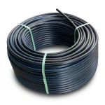 HDPE Plastic Coil Pipe Nominal Pressure 6 Bar PE 80, OD 160 mm SDR 22 Black with Blue Stripes