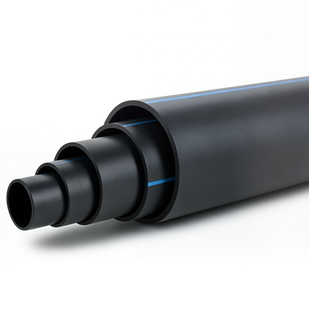 مواسير HDPE ضغط 6 بار PE 80 قطر خارجي 225 مم SDR 22 لون أسود