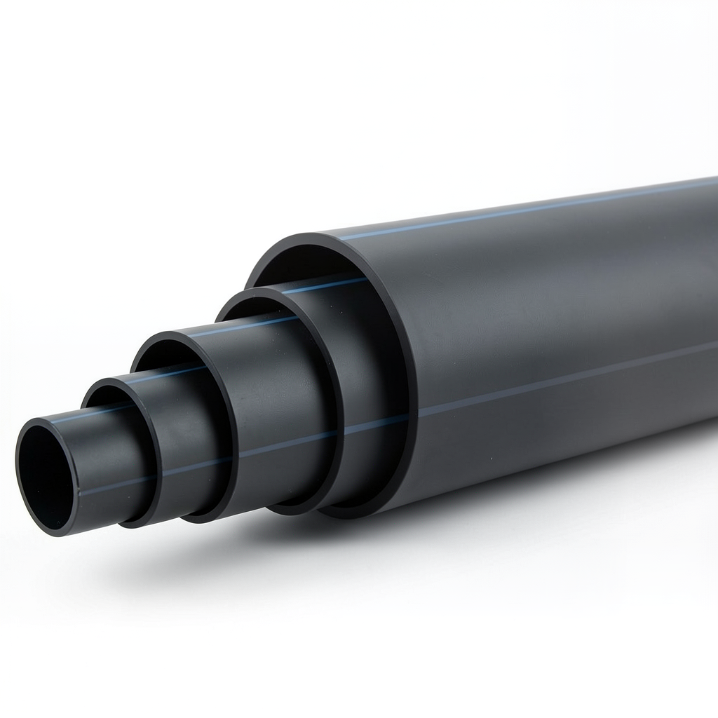 HDPE Plastic Pipe 6 Bar Pressure PE 80 Outer Diameter 630 mm SDR 22 Black