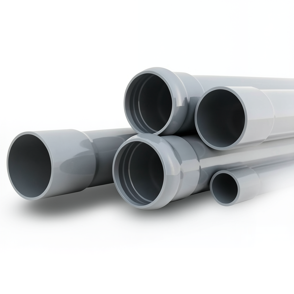 انابيب UPVC جدول 80 مقاس ½ إنش سمك 3.7 مم لون رمادي