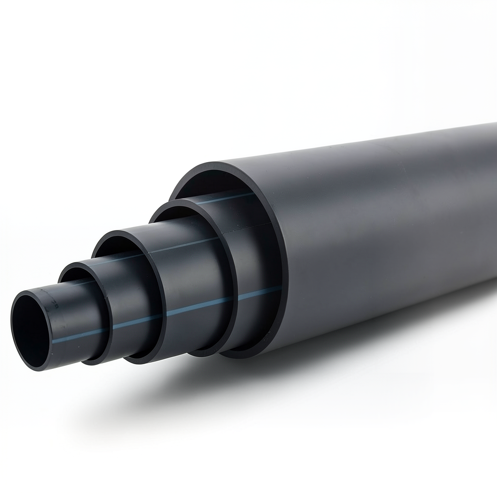 أنابيب بلاستيك HDPE ضغط 6 بار PE 80، قطر خارجي 355 مم، SDR 22، لون أسود