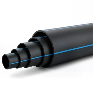 مواسير HDPE ضغط 3.2 بار PE 80 قطر خارجي 315 مم SDR 41 أسود مع خط أزرق